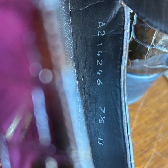 Stuart Weitzman Tassel LoafersWomen’s 7.5 BrownCroc Embossed Leather Block Heel - Picture 12 of 17